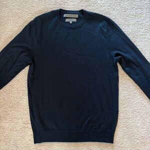 Scandinavian Classic Merino Wool Sweater Navy Crewneck Minimalist Preppy